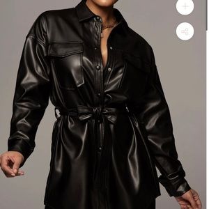 Shirt jacket faux leather
